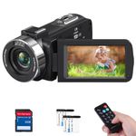 4K Video Camera Camcorder,48MP 30FPS YouTube Vlogging Camera Recorder,18X Digital Zoom IR Night Vision Camcorder,3.0" 270°Rotating Touch Screen, Remote, 2 Batteries,32GB SD Card