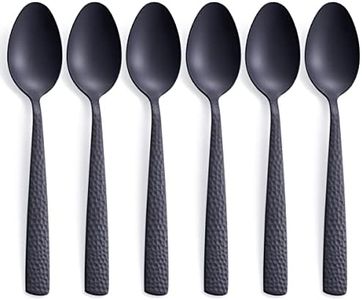 Matte Black Dinner Spoon Set of 6, FULLYWARE 8.0 inches Stainless Steel Black Spoon Silverware, Satin Finish.