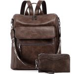 Backpack Purse for Women,VASCHY Large Vegan Leather Backpack Purse with Wallet Pouch Set Convertible Handbag for Ladies Guitar Strap Coffee