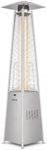 Garvee Pyramid Propane Patio Heater with Wheels & Waterproof Cover, Silver | Visible Flame Ambiance | Adjustable Lo–Hi Heat | Wheels & Waterproof Cover