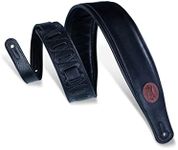 Levy's Leathers Garment Leather Guitar Strap, 3-Inch Wide, Black