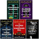 Sophie Hannah Hercule Poirot Series 5 Books Collection Set (The Mystery of Three Quarters, Closed Casket, The Monogram Murders, The Killings At Kingfisher Hill & [Hardcover] Silent Night)