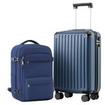 COOLIFE Cabin Suitcase 55X35X20cm and Cabin Backpack 20L(40X25X20cm) Set for Ryanair Airlines Carry on Hand Cabin Luggage Travel Bag Hard Shell Suitcase with TSA Lock