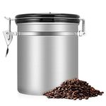 eecoo Coffee Container Airtight 450g Coffee Beans Canister Stainless Steel Vacuum Seal Storage Jar with Fresh Calendar,1500ml Silver