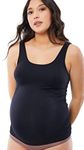 Ingrid & Isabel Basics Belly Support Cami, Maternity Seamless Tank Top, Black, Black, Medium