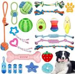 22 Pack Dog Rope Toys for Small & Medium Breed Dogs, Durable Chew Toys, Dog Chew Toys, Tug of War, Interactive Dispensing Dog Treat Toys for Boredom, Promote Dog Dental Health, Exercise & Bonding