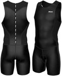 Wixen Men's Performance Triathlon Suit Sleeveless Tri Suit Padded Quick Dry Run Swim (Black l)