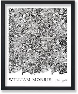 Poster Master Vintage William Morris Poster - Retro Marigold Print - Floral Art - Black and White Art - Flower Art - Botanical Art - Great Living Room or Bedroom Wall Decor - 11x14 UNFRAMED Wall Art