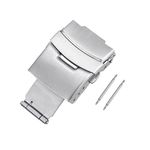 uxcell Folding Push Button Quick Release Watch Deployment Clasp Buckle for 18mm Metal Watchband Silver Tone