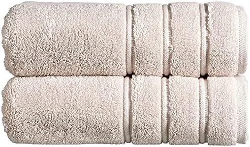 Christy Antalya Large Bath Towels | Set of 2 | 100% Turkish Cotton | 600GSM | Soft Plush Luxury Towel Set | 70cm x 125cm | Quick Dry | Pumice Beige