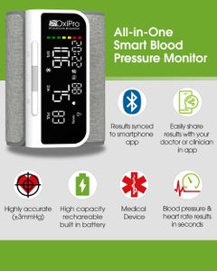 OxiPro BP2 Smart Blood Pressure Monitor – Digital Upper Arm Cuff