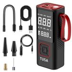 TUSA Storm X Cordless Tyre Inflator - Wired + Wireless (6000 mAh Battery & 12V Car Port), 2X Faster Inflation, 150PSI Air Compressor for Cars, Bikes, Motorcycles, Balls, and Inflatables (Red)