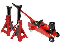 XtremeAuto® 1.5 Tonne Hydraulic Trolley Jack + 3 Tonne Axle Stands for Car Garage/Workshop