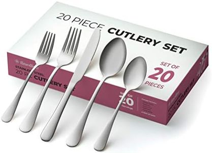 20-Piece Stainless Steel Silverware Set - Attractive Mirror Finished Flatware Set - Serving for 4, Classic Cutlery set for Home/Restaurant - Includes Spoons, Forks & Knifes - Dishwasher Safe Utensils