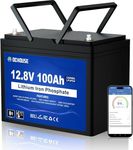 DCHOUSE 12V 100Ah LiFePO4 Lithium Battery, 1280Wh with Bluetooth & 100A BMS, Featuring Low-Temp Cut-Off and Up to 15000 Cycles for Caravans, Solar, Marine, Camper, Trolling Motor, and Off-Grid Systems