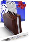 Dalstrong Steak Knife Set with Folding Block - 8 Pc - Gladiator Series - 5" Straight Edge Blade - Forged High-Carbon German Steel - w/Modular Storage Block - Glacial White ABS Handle - NSF Certified