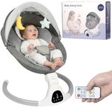 JFOVMCYG Electric Infant Swing with Remote Control, 5 Swing Speeds, 3 Seat Positions, 8/15/30 Min Timer, 5-Point Harness, Washable Seat, Stable Frame – Gray