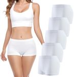 SAYCELI Womens Boy Shorts Underwear - No Show Seamless Boyshort Panties Stretch Boxer Briefs for Ladies Pack (White 5Pack S)