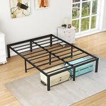 DUMEE Full Bed Frame, Metal Platform Double Bed Frame, 14 inch, No Box Spring Needed, with Storage, Steel Slats Mattress Foundation, Noise Free, Textured Black