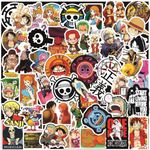 100pcs One Piece Stickers, Japanese Cartoon Anime Stickers Packs for Water Bottles Bicycle Skateboard Luggage, Vinyl Waterproof Fashion Decals Kids Teens Adult(One Piece)