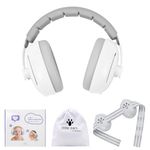 Baby Ear Muffs Noise Cancelling - 2-In-1 Baby Headphones for Airplane Travel, Baby Ear Protection for 3-48 Months Infants Toddlers White