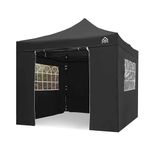 All Seasons Gazebos 3x3m Waterproof Pop Up with Premium Side Walls & Accessories | Heavy Duty, High-Grade Materials (Black)