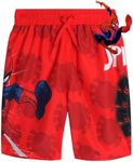 Marvel Avengers Boys Swim Trunks Spider-Man, Captain America Swimsuit UPF 50+ Quick Dry Bathing Suit for Boys (2T-12), Spider Red, 5-6