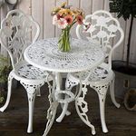 Lazy Susan London Rose Round 2 Seater | Cast Aluminium Garden Furniture Set | Weatherproof | Maintenance Free | Matching Bistro Chairs | 3 Year Guarantee | Classic White Finish