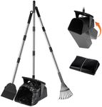 Dog Poop Scooper with 20 Bag Attachment Long Handle Swivel Bin, Rake & Spade Heavy Duty Easy to Clean Pooper Scooper for Large Medium Dogs Pet Waste Removal Solution for Yard, Grass, Gravel