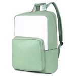 WALKENT Stylish Laptop Bag, Dual Colour Faux Leather, Front Pocket, One Large Compartment - White & Green