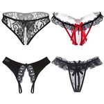 KHUFUZI Women's 4 Styles Pack Sexy Lingerie Lace Knickers Cosplay Club Party Show Dress Sleepwear Underpants for Wift Girlfriend