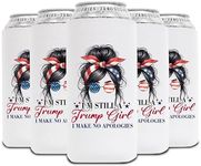 QualityPerfection Can Cooler Sleeves (6 Units) 16 oz Neoprene Blank Beer Coolers 4mm Thick Fabric Beer Collapsible Drink Coolies, Thermocoolers - I am Still Trump Girl (White)