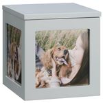 Navaris Wooden Pet Urn - Durable Ashes Box for Cats/Dogs - Grey Pet Urns for Ashes with Magnetic Lid, Picture Inserts - Ideal Dog/Cat Keepsake Storage Box