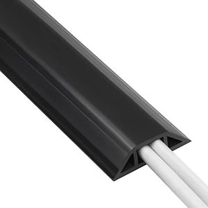 Floor Cord Cover 4ft, Low Profile Floor Cable Cover for Extension Cord, Prevent Cable Trips & Protect Wires, Durable PVC Floor Cord Protector, Cord Cavity - 0.59" (W) x 0.28" (H), Black