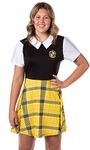 Bioworld Harry Potter Hufflepuff Costume Dress Cosplay Plaid Skirt Dresses For Women Juniors (Large)