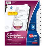 AVERY Ready Index Table of Content Dividers for Laser and Inkjet Printers, 10 tabs, Black & White, 1 Set, (11134)