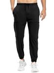 TBMPOY Men's Track Sweatpants Pants Lightweight Quick Dry Sports Running Bodybuilding Pants Black L