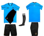 VIPER 2023/2024 Football Rugby Hockey Referee Kit Shirt Soccer Set Top Socks Shorts Sleeves Uniform Sport Kit (BLUE) (M)