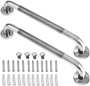 ZUEXT 2 Pack 16 Inch Anti Slip Shower Grab Bar Handle, Chrome Stainless Steel Bathroom Grab Bar, Knurled Bathroom Balance Bar,Safety Hand Rail Support,Handicap Elderly Injury Senior Assist Bath Handle