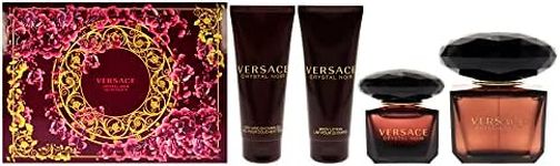 Versace Versace Crystal Noir For Women 4 Pc Gift Set 3oz EDT Spray, 3.4oz Bath and Shower Gel, 3.4oz Body Lotion, 5ml EDT Splash Mini