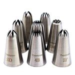 8 Pack Large Piping Tips, Seamless Stainless Steel Icing Piping Nozzle Tip Set, Cake Decorating Tools for Baker
