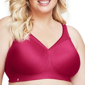Glamorise Women's Full Figure MagicLift Plus Size Seamless Wirefree Back Close Sports Bra #1006, Ruby Red, 44H