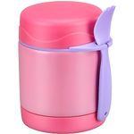 Pawtong 10oz Soup Thermo for Hot Food Kids Insulated Food Jar,Thermo Hot Food Lunch Container, Width Mouth Stainless Steel Lunch Box for Kids with Spoon (Pink)