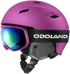 Odoland Ski Helmet and Goggles Set, Snowboard Helmet Glasses for Men, Women & Youth - Shockproof/Windproof Gear for Skiing, Snowboarding,Purple,M