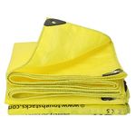 Toughstacks 150 GSM Tarpaulin Tirpal Tadpatri Tharpai Thadika Tarp | Waterproof, UV Resistant, Rot/Rip/Tear Proof, Reinforced Eyelets Strong Tarpaulin for Multi-Purpose (Yellow, 10FT X 9FT)