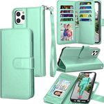 Tekcoo Wallet Case for iPhone 11 / iPhone11 (6.1 inch) 2019 Luxury ID Cash Credit Card Slots Holder Carrying Pouch Folio Flip PU Leather Cover [Detachable Magnetic Hard Case] Lanyard - Turquoise