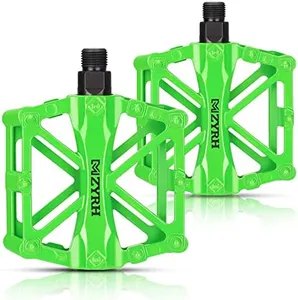 KEMIMOTO Mountain Bike Pedals MTB Bicycle Flat Pedals, 9/16'' CNC Aluminum Durable Sealed Bearings for Most Bikes BMX MTB Enduro Downhill Trail (Two Pack) (Green)