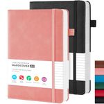 FOCUS DAY Lined Notebook Journals for Women/Men Work, 2 Pack Hardcover Leather Journal Note Book with 100GSM Thick Paper, Notebooks for Office School Supplies, A5 (5.7"x8.4"), Pink & Black