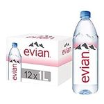 evian Natural Spring Water, Premium Water Bottles, 33.8 Fl Oz (Pack of 12)