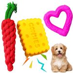 Emily Pets Dog Teething Toy and Rope Toy Combos Dog Squeaky Toys for Small Medium Dog Puppy (Pack of 3, Color May Vary)